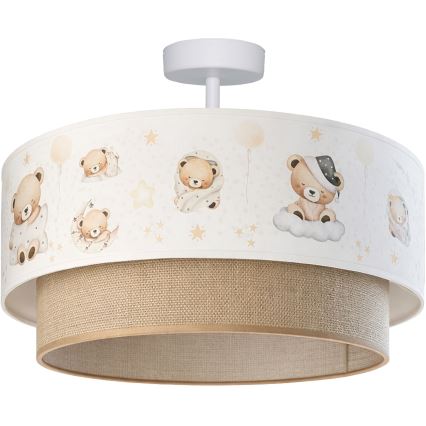 Brilagi-LED Laste lakke kinnitatav lühter BOBO 1xE27/60W/230V läbimõõt 40 cm valge/beež/karuga