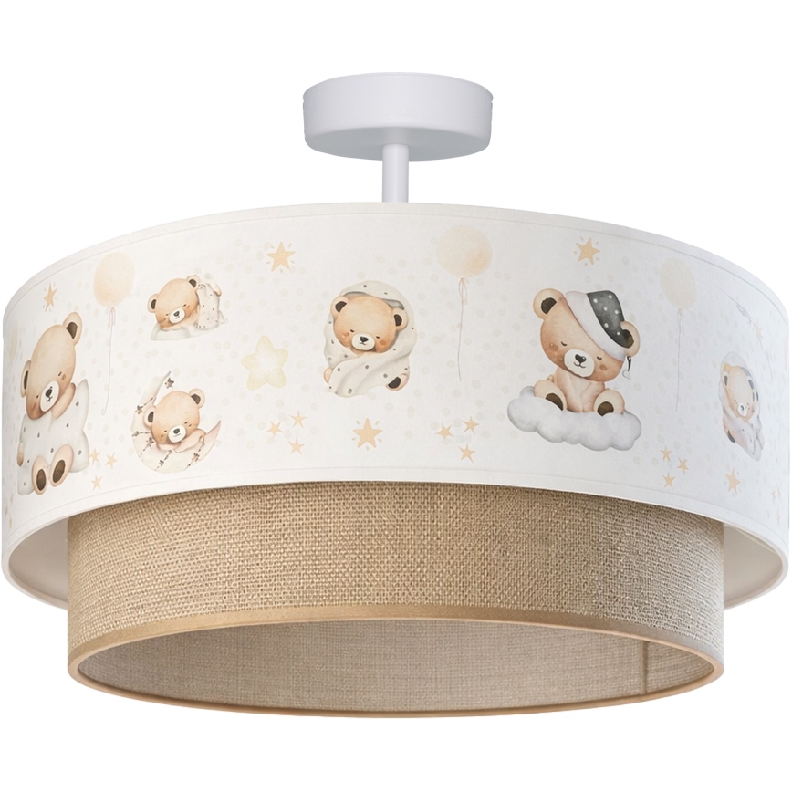 Brilagi-LED Laste lakke kinnitatav lühter BOBO 1xE27/60W/230V läbimõõt 40 cm valge/beež/karuga