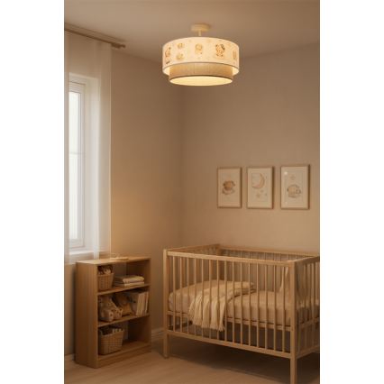 Brilagi-LED Laste lakke kinnitatav lühter BOBO 1xE27/60W/230V läbimõõt 40 cm valge/beež/karuga