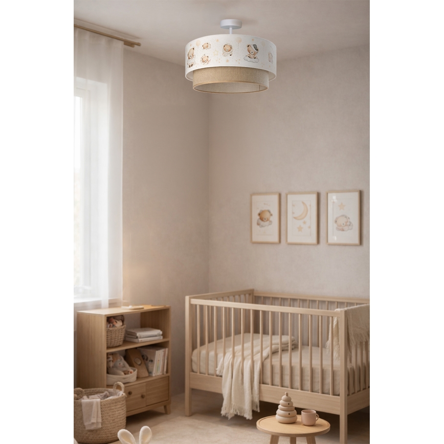 Brilagi-LED Laste lakke kinnitatav lühter BOBO 1xE27/60W/230V läbimõõt 40 cm valge/beež/karuga