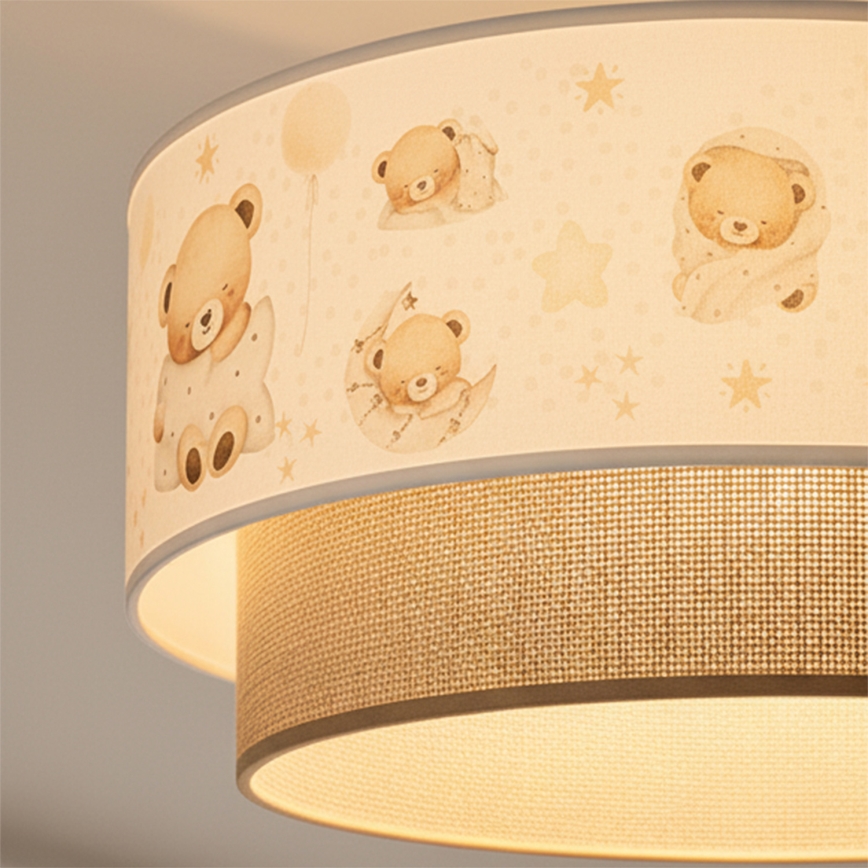Brilagi-LED Laste lakke kinnitatav lühter BOBO 1xE27/60W/230V läbimõõt 40 cm valge/beež/karuga