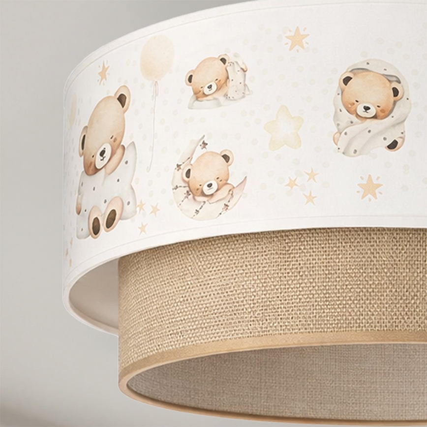 Brilagi-LED Laste lakke kinnitatav lühter BOBO 1xE27/60W/230V läbimõõt 40 cm valge/beež/karuga