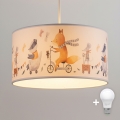 Brilagi - LED laste lühter kaablil BOBO 1xE27/60W/230V läbimõõt 35 cm valge/loomakesed
