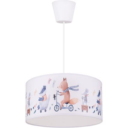 Brilagi - LED laste lühter kaablil BOBO 1xE27/60W/230V läbimõõt 35 cm valge/loomakesed