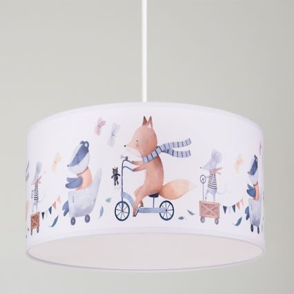 Brilagi - LED laste lühter kaablil BOBO 1xE27/60W/230V läbimõõt 35 cm valge/loomakesed