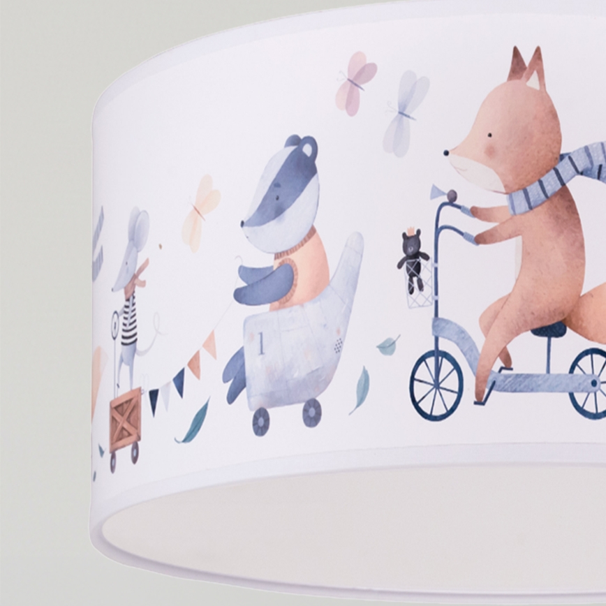 Brilagi - LED laste lühter kaablil BOBO 1xE27/60W/230V läbimõõt 35 cm valge/loomakesed