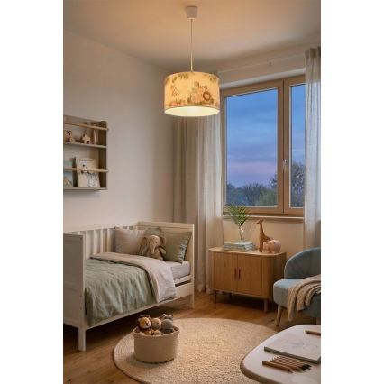 Brilagi - LED laste lühter köiega BOBO 1xE27/10W/230V Ø 35 cm valge/džungel