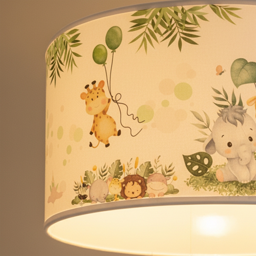 Brilagi - LED laste lühter köiega BOBO 1xE27/60W/230V Ø 35 cm valge/džungel