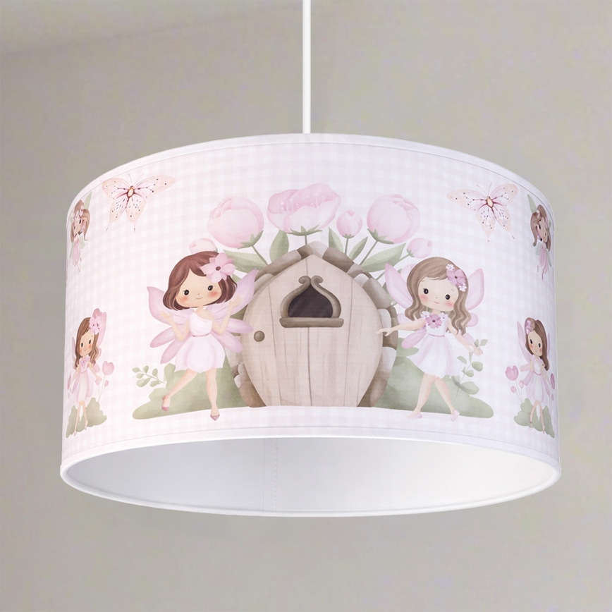 Brilagi - LED-laste lühter nööril BOBO 1xE27/60W/230V, Ø 35 cm, roosa/haldjad