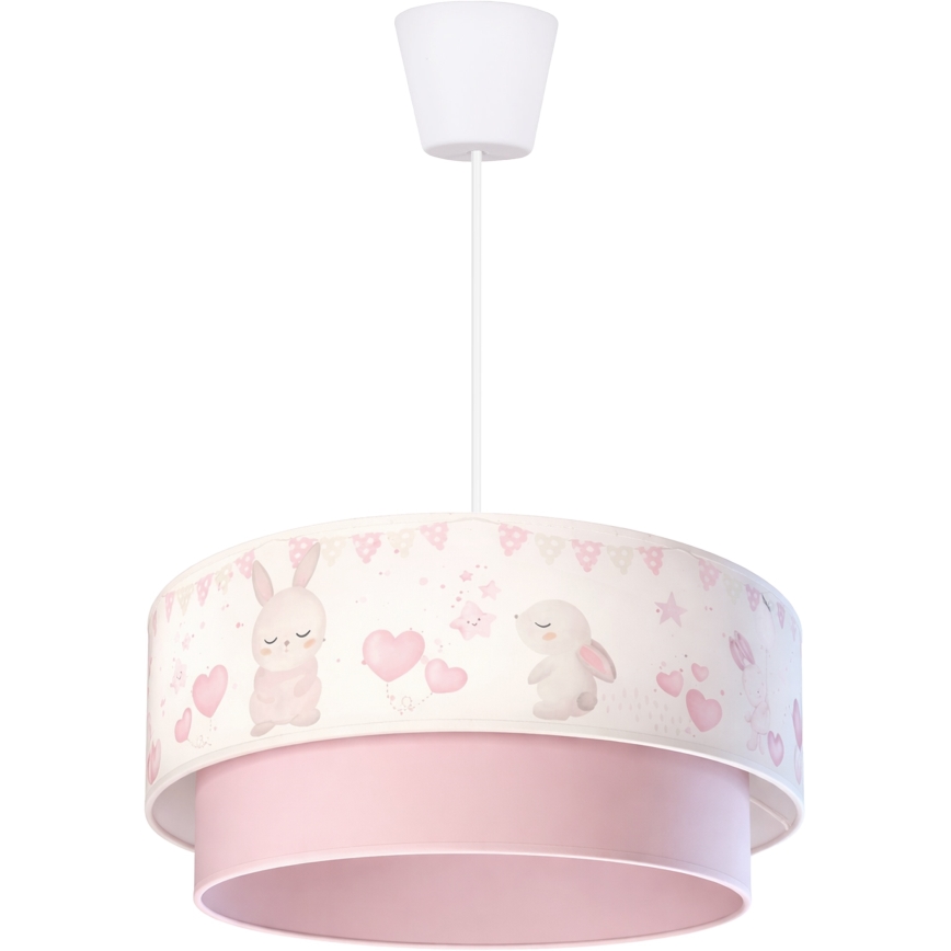 Brilagi - LED lastetoa rippvalgusti kaabliga BOBO 1xE27/60W/230V läbimõõt 40 cm kreemjas/roosa/jänesed