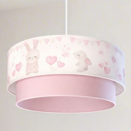 Brilagi - LED lastetoa rippvalgusti kaabliga BOBO 1xE27/60W/230V läbimõõt 40 cm kreemjas/roosa/jänesed