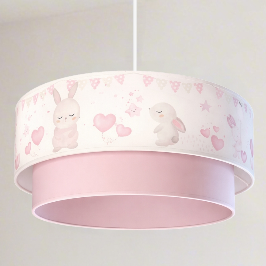 Brilagi - LED lastetoa rippvalgusti kaabliga BOBO 1xE27/60W/230V läbimõõt 40 cm kreemjas/roosa/jänesed