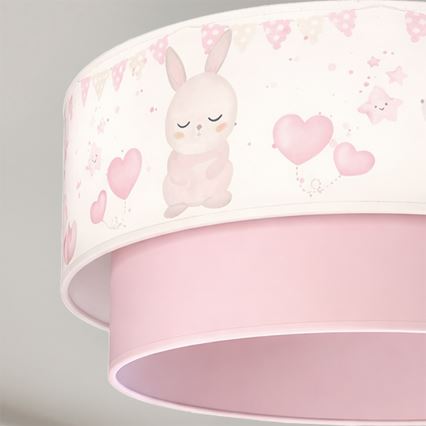 Brilagi - LED lastetoa rippvalgusti kaabliga BOBO 1xE27/60W/230V läbimõõt 40 cm kreemjas/roosa/jänesed