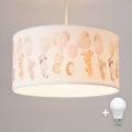 Brilagi - LED laste lühter riputuskaabliga BOBO 1xE27/60W/230V läbimõõt 35 cm valge/loomamotiivid