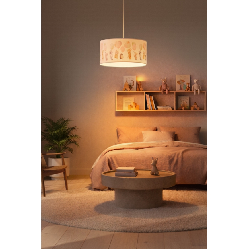 Brilagi - LED laste lühter riputuskaabliga BOBO 1xE27/60W/230V läbimõõt 35 cm valge/loomamotiivid