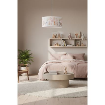 Brilagi - LED laste lühter riputuskaabliga BOBO 1xE27/60W/230V läbimõõt 35 cm valge/loomamotiivid