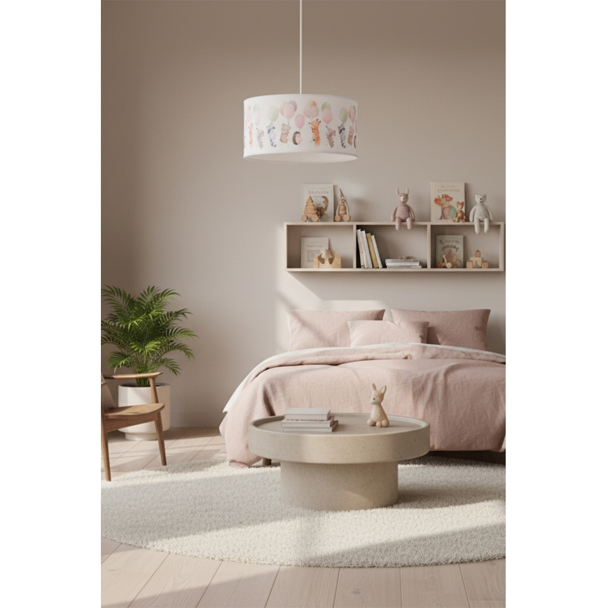 Brilagi - LED laste lühter riputuskaabliga BOBO 1xE27/60W/230V läbimõõt 35 cm valge/loomamotiivid