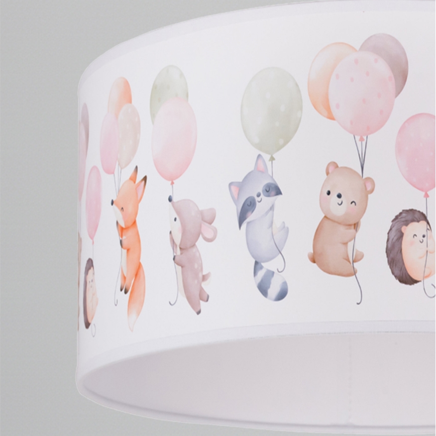 Brilagi - LED laste lühter riputuskaabliga BOBO 1xE27/60W/230V läbimõõt 35 cm valge/loomamotiivid
