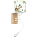 BRILAGI - LED laste painduv seinalamp BOBO WOOD 1xE27/25W/230V + LED/3W tamm/valge/roheline/džungel