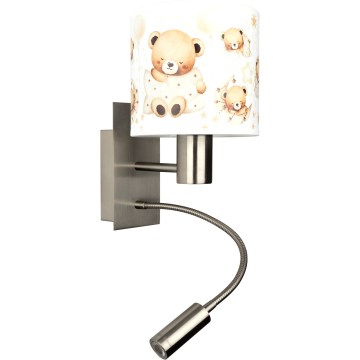 BRILAGI - LED laste painduv seinavalgusti BOBO 1xE27/25W/230V + LED/3W mattkroom/valge/karumustriga