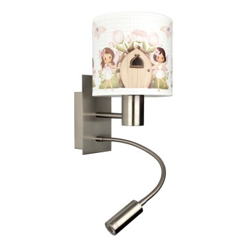 BRILAGI - LED Laste painduv seinavalgusti BOBO 1xE27/25W/230V + LED/3W mattkroom/valge/roosa/haldjad