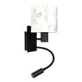 BRILAGI - LED laste painduv seinavalgusti BOBO 1xE27/25W/230V + LED/3W must/valge/jänesed