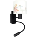 BRILAGI - LED laste painduv seinavalgusti BOBO 1xE27/25W/230V + LED/3W must/valge/loomamustriga