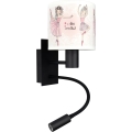 BRILAGI - LED laste painduv seinavalgusti BOBO 1xE27/25W/230V + LED/3W must/valge/roosa/baleriinakingad