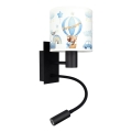 BRILAGI - LED laste painduv seinavalgusti BOBO 1xE27/25W/230V + LED/3W must/valge/sinine/karumustriga