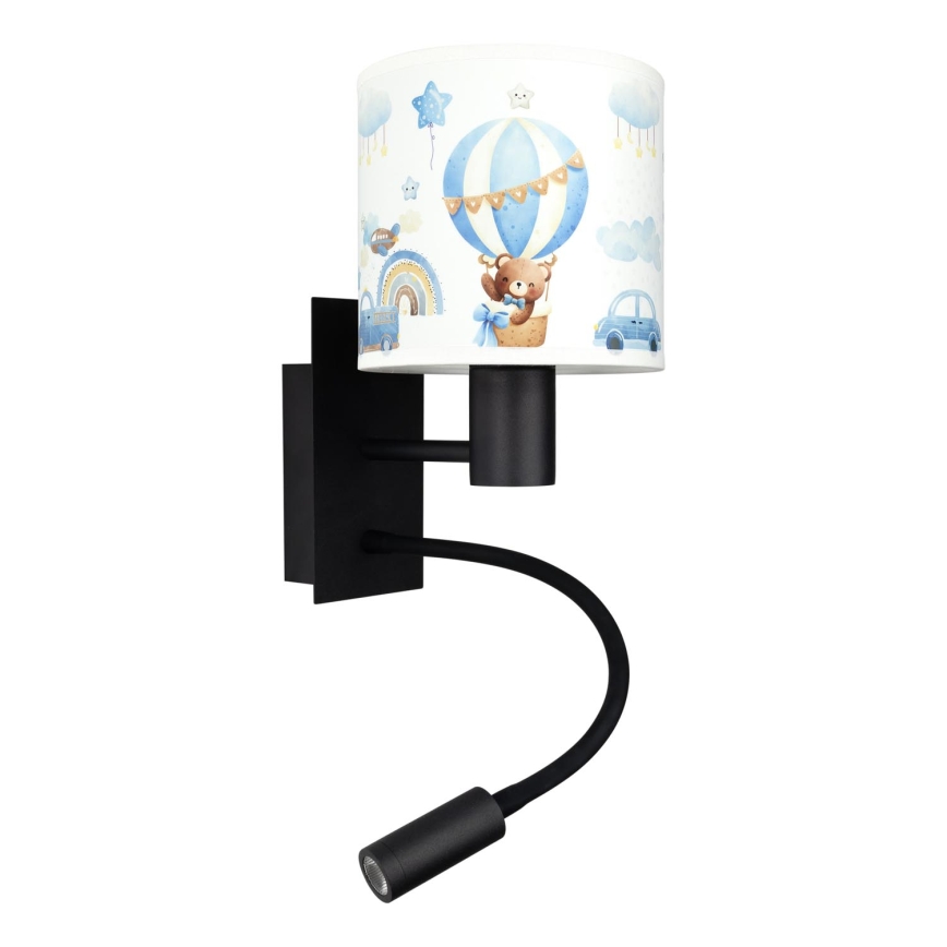 BRILAGI - LED laste painduv seinavalgusti BOBO 1xE27/25W/230V + LED/3W must/valge/sinine/karumustriga