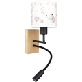 BRILAGI - LED laste painduv seinavalgusti BOBO WOOD 1xE27/25W/230V + LED/3W tamm/must/kreem/jänesemustriga