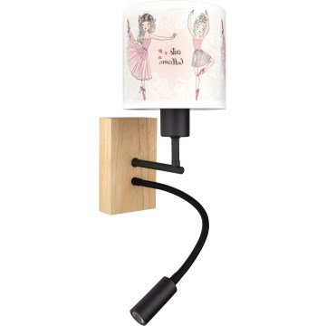 BRILAGI - LED laste painduv seinavalgusti BOBO WOOD 1xE27/25W/230V + LED/3W tamm/must/valge/roosa/baleriinid