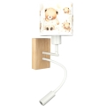 BRILAGI - LED laste painduv seinavalgusti BOBO WOOD 1xE27/25W/230V + LED/3W tamm/valge/karumustriga