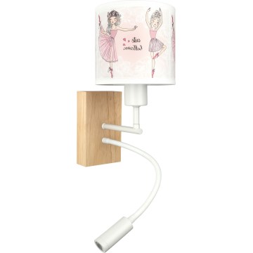 BRILAGI - LED laste painduv seinavalgusti BOBO WOOD 1xE27/25W/230V + LED/3W tamm/valge/roosa/baleriinid