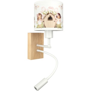 BRILAGI - LED laste painduv seinavalgusti BOBO WOOD 1xE27/25W/230V + LED/3W tamm/valge/roosa/haldjad