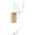 BRILAGI - LED laste painduv seinavalgusti BOBO WOOD 1xE27/25W/230V + LED/3W tamm/valge/üksarvikud