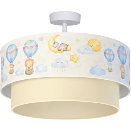 Brilagi - LED laste laele kinnitatav lühter BOBO 1xE27/10W/230V Ø 40 cm valge/beež/loomamustriga
