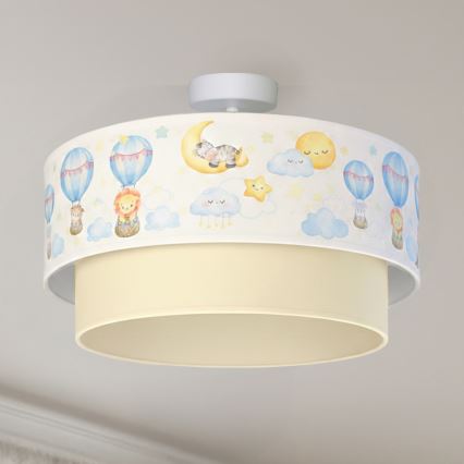 Brilagi - LED laste laele kinnitatav lühter BOBO 1xE27/10W/230V Ø 40 cm valge/beež/loomamustriga