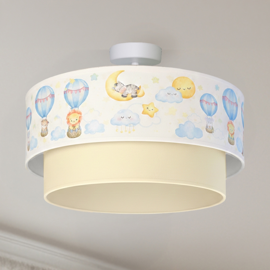 Brilagi - LED laste laele kinnitatav lühter BOBO 1xE27/10W/230V Ø 40 cm valge/beež/loomamustriga