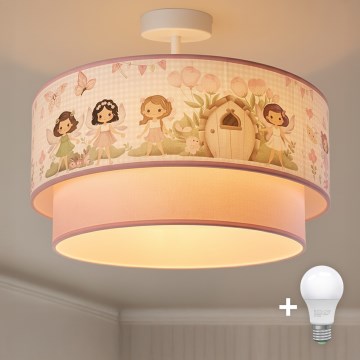 Brilagi - LED laste pinnapealne laelamp BOBO 1xE27/10W/230V läbimõõt 40 cm roosa/haldjad