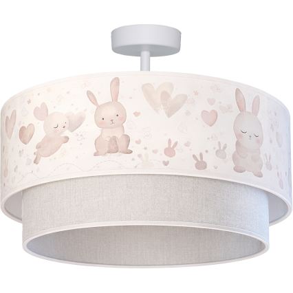Brilagi - LED pinnapealne lastelaelamp BOBO 1xE27/60W/230V, läbimõõt 40 cm, kreem/hall/jänesed