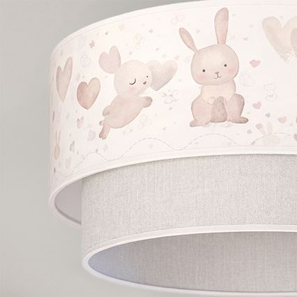 Brilagi - LED pinnapealne lastelaelamp BOBO 1xE27/60W/230V, läbimõõt 40 cm, kreem/hall/jänesed