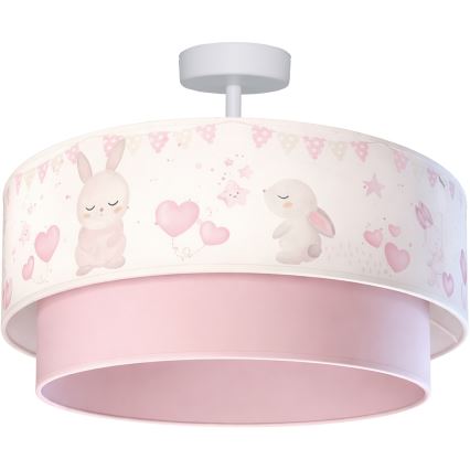 Brilagi - LED laste pinnapealne laelamp BOBO 1xE27/60W/230V läbimõõt 40 cm kreemjas/roosa/jänesed