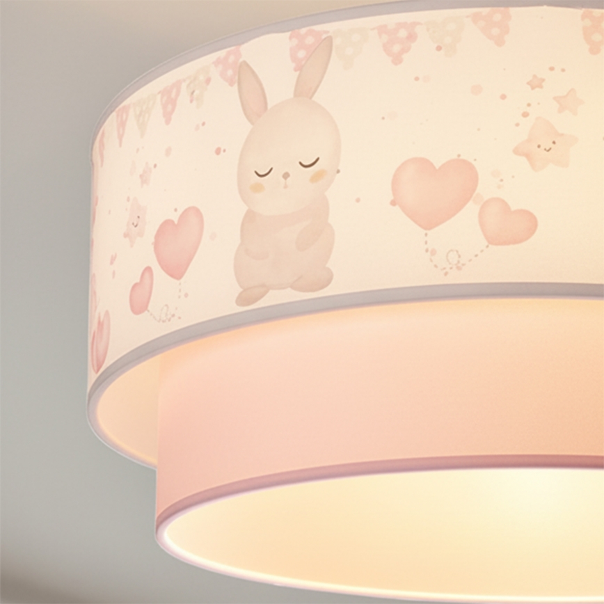 Brilagi - LED laste pinnapealne laelamp BOBO 1xE27/60W/230V läbimõõt 40 cm kreemjas/roosa/jänesed