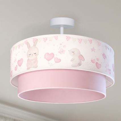 Brilagi - LED laste pinnapealne laelamp BOBO 1xE27/60W/230V läbimõõt 40 cm kreemjas/roosa/jänesed