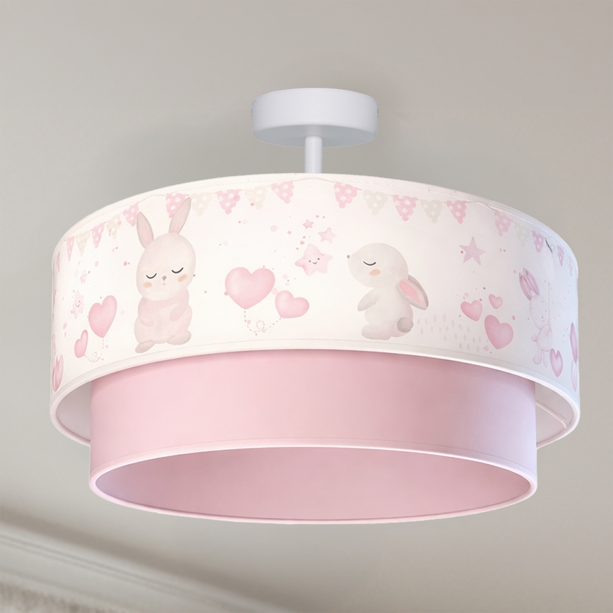 Brilagi - LED laste pinnapealne laelamp BOBO 1xE27/60W/230V läbimõõt 40 cm kreemjas/roosa/jänesed