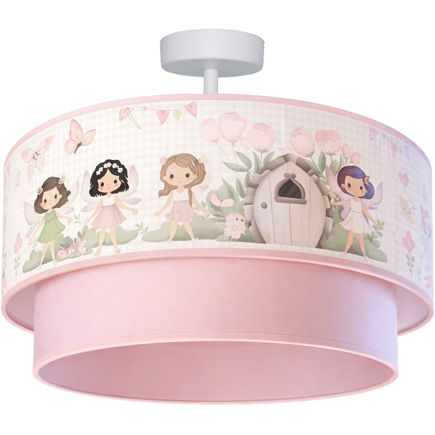 Brilagi - LED laste pinnapealne laelamp BOBO 1xE27/60W/230V läbimõõt 40 cm roosa/haldjad
