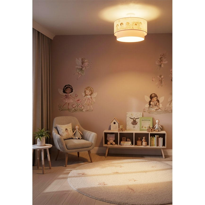 Brilagi - LED laste pinnapealne laelamp BOBO 1xE27/60W/230V läbimõõt 40 cm roosa/haldjad