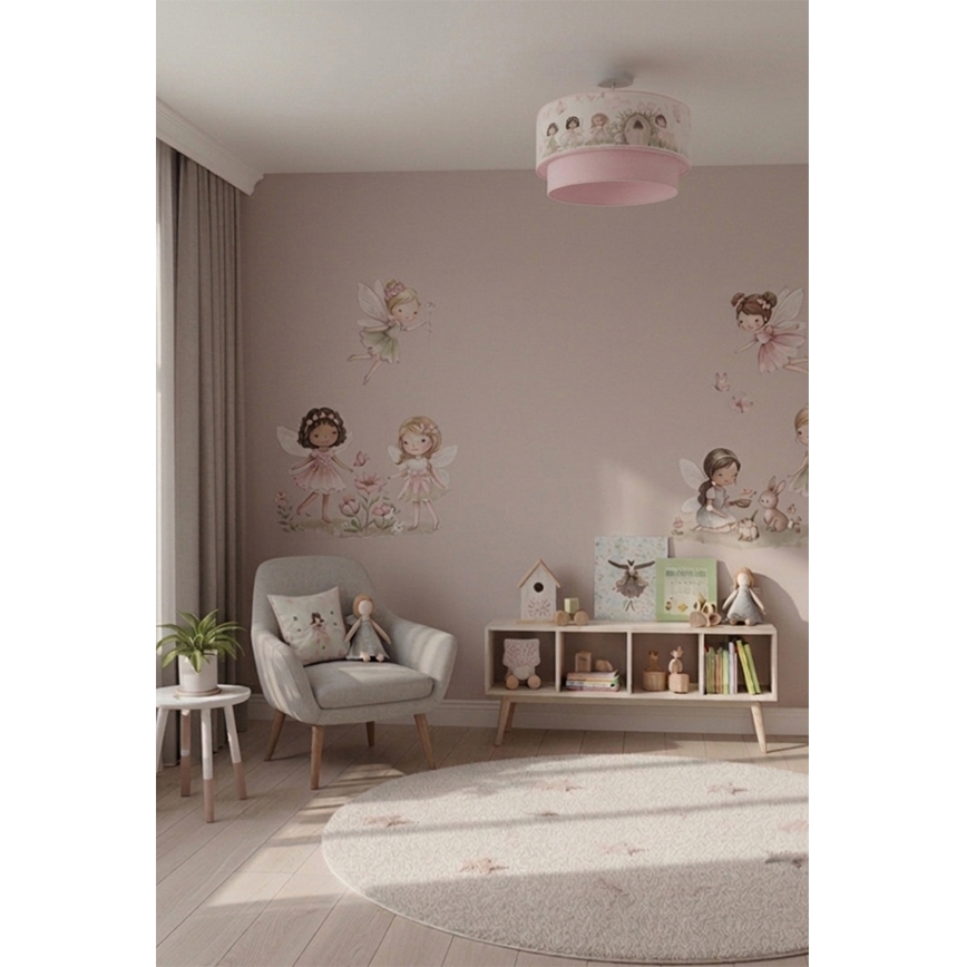 Brilagi - LED laste pinnapealne laelamp BOBO 1xE27/60W/230V läbimõõt 40 cm roosa/haldjad