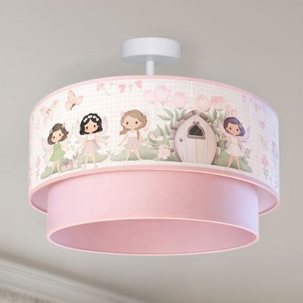 Brilagi - LED laste pinnapealne laelamp BOBO 1xE27/60W/230V läbimõõt 40 cm roosa/haldjad